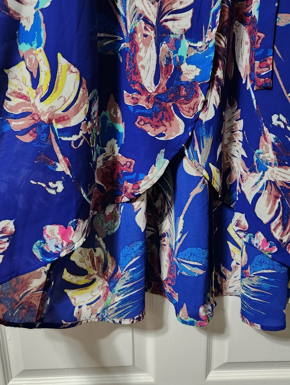 Rabbit Rabbit Rabbit Cobalt Blue Floral Wrap High-Low Dress - Picture 3 of 9